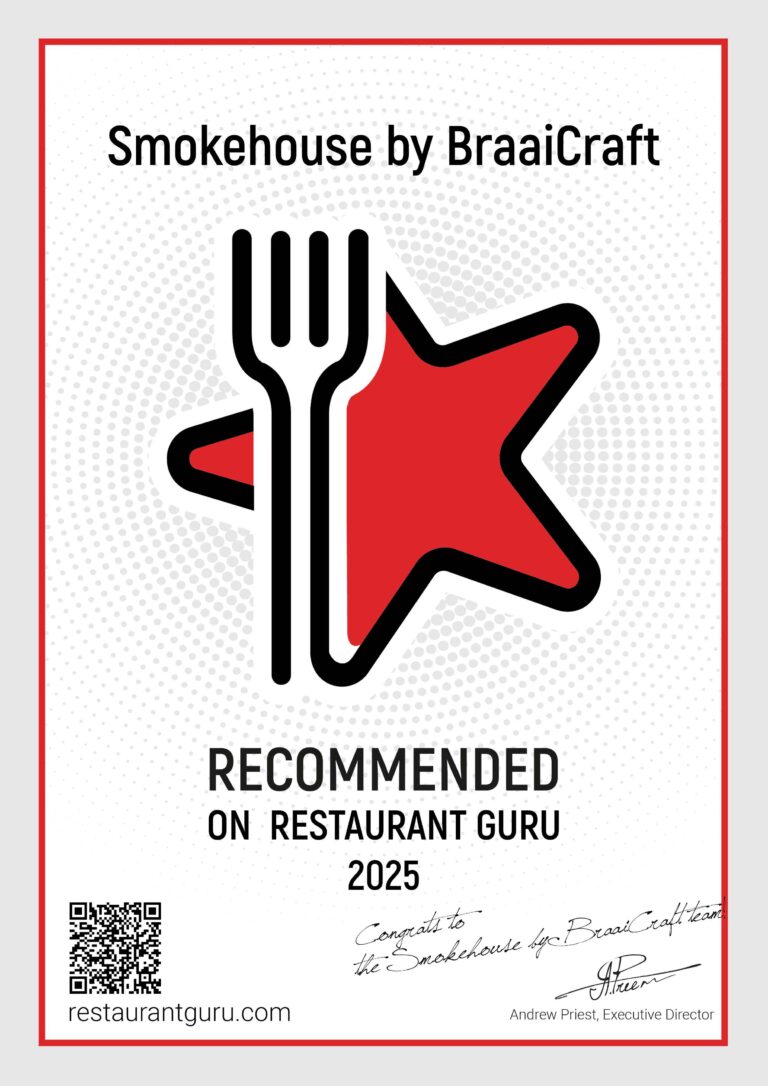 Restaurant Guru 2025 Awards Validate BraaiCraft 4 BraaiCraft Smokehouse Gurgaon recommended on Restaurant Guru 2025 official award badge with QR code